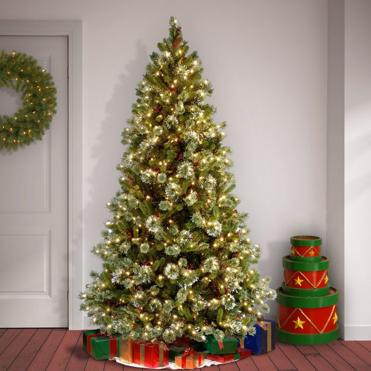 The Holiday Aisle® Wintry Pine 7.5' White/Green Artificial Christmas